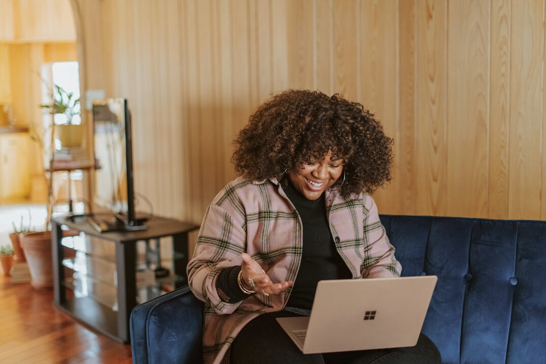 woman working from home on laptop