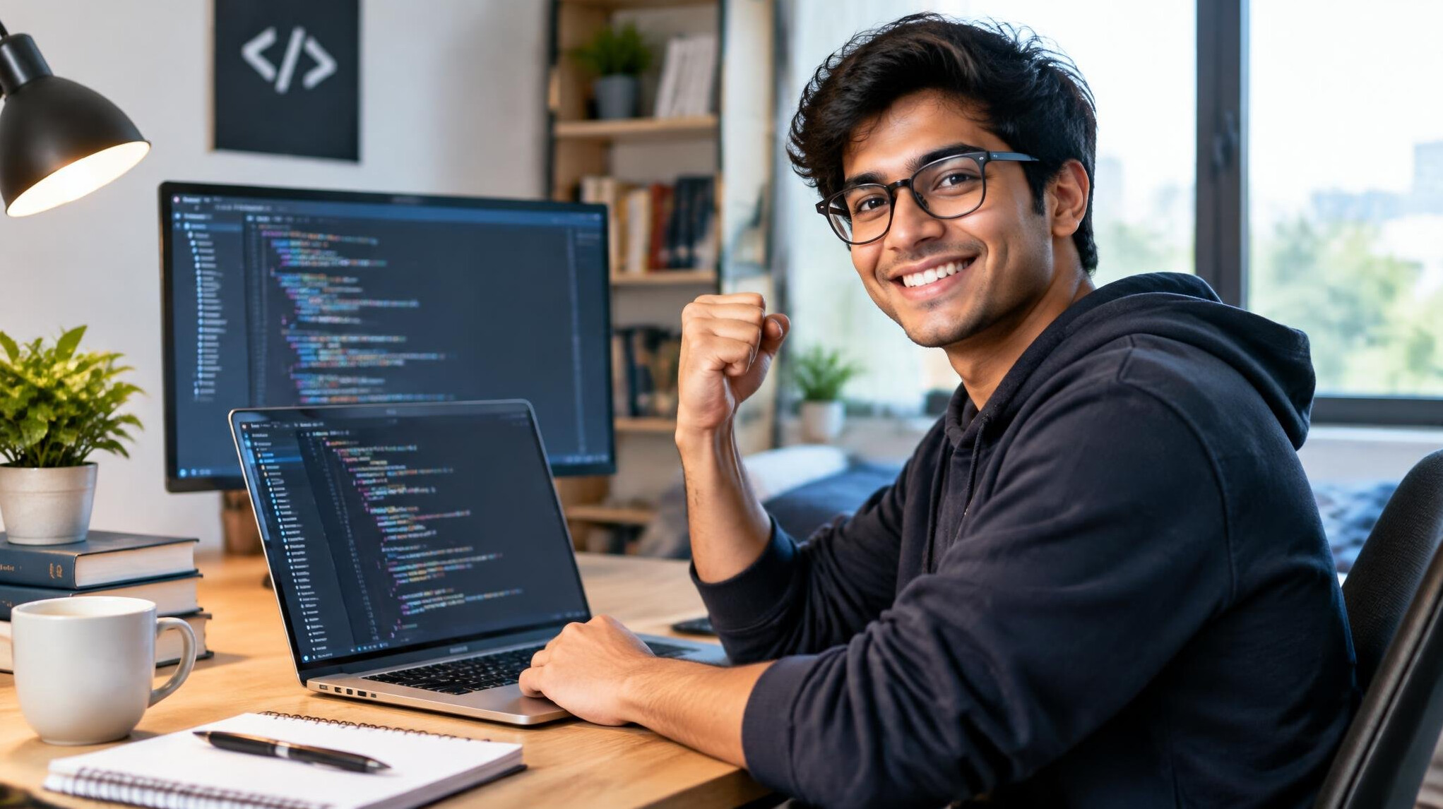 successful programmer smiling