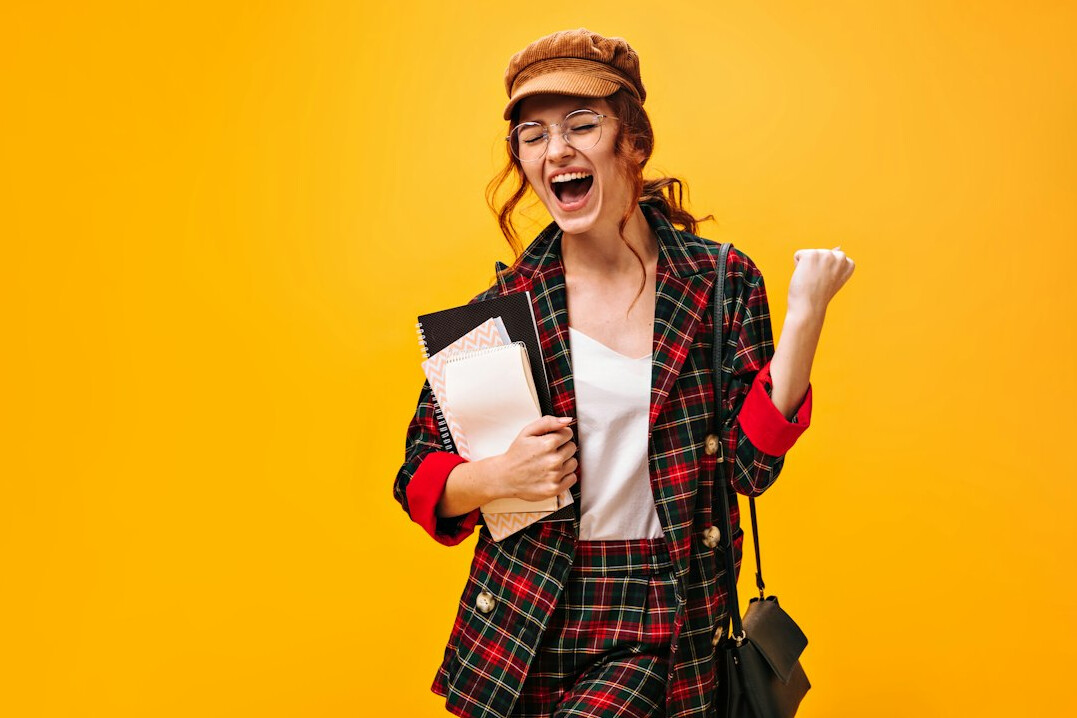 person celebrating job offer
